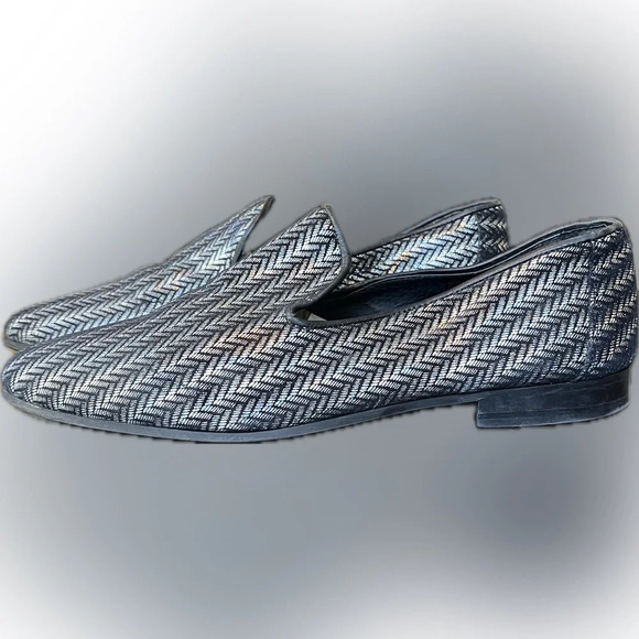 Walk London Silver Holographic V-Pattern Glit Loafers, Men’s Size 8 - Picture 1 of 7